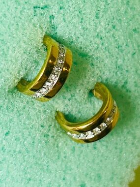 Gold-Tone Crystal Huggie Earrings in Gold